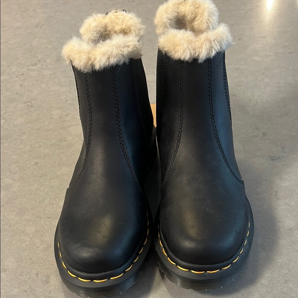 Dr. Martens Black Chelsea Boots with Fur Lining